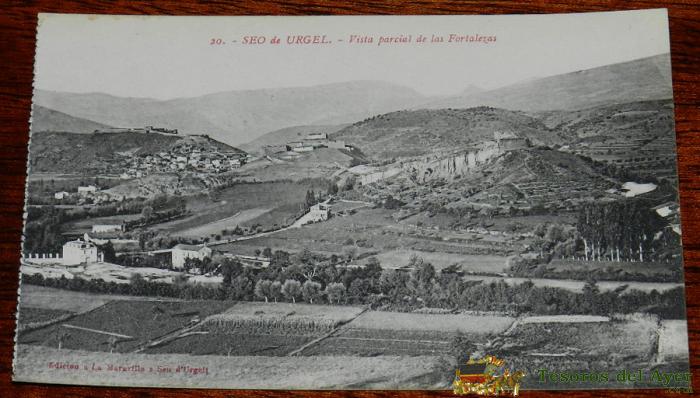 Antigua Postal De Seo De Urgell, Lleida, Lerida, N. 20, Vista Parcial De Las Fortalezas, No Circulada, Ed. La Maravilla.