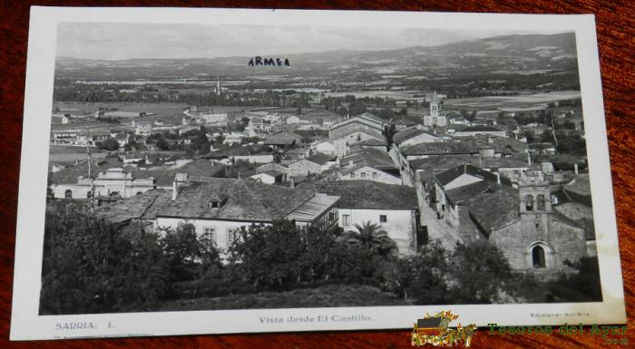 Antigua Foto Postal De Sarria (lugo) Vista Desde El Castillo, 1 Ed. Arribas, Escrita