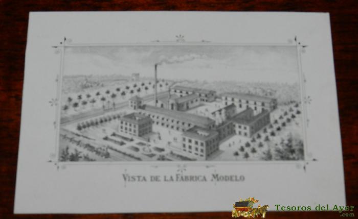 Antigua Litografia De Vista De La Fabrica Modelo, Mide 12,4 X 8,5 Cms.