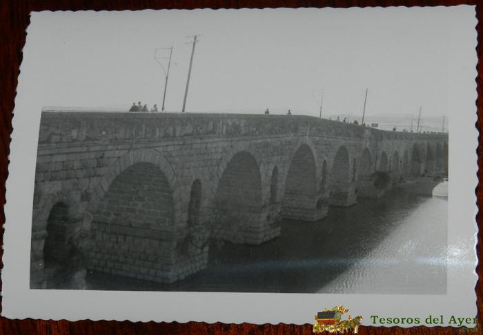 Antigua Fotografia De Merida, Puente Romano, Foto Casa Ros, Mide 11,5 X 8,5 Cms.