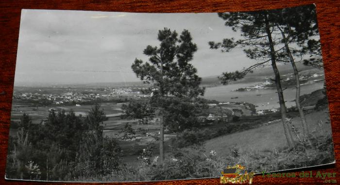 Antigua Foto Postal De Ribadeo, Lugo, Panorama Desde Santa Cruz, Foto J.f.c., Circulada.