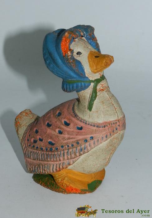 Antigua Figura De Jemima Puddle-duck De Goma, Made In Austria, Mide 10,5 Cms. De Altura, A�os 30.