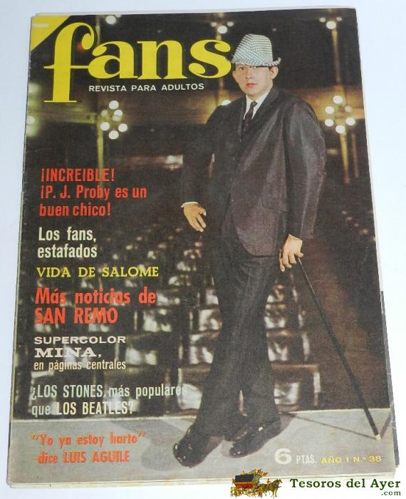 Revista Fans N. 38, A�o 1 � Reportaje De Los Beatles, Con Poster Central De Mina, 30 Pag.