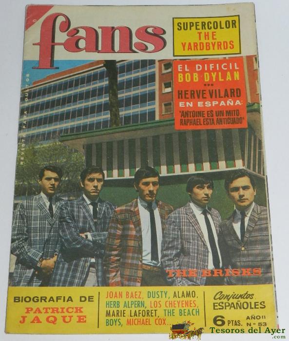 Revista Musical Fans N� 53, A�o 1966, The Beach Boys - Bob Dylan, Poster Central The Yardbyrds, 30 Pag.