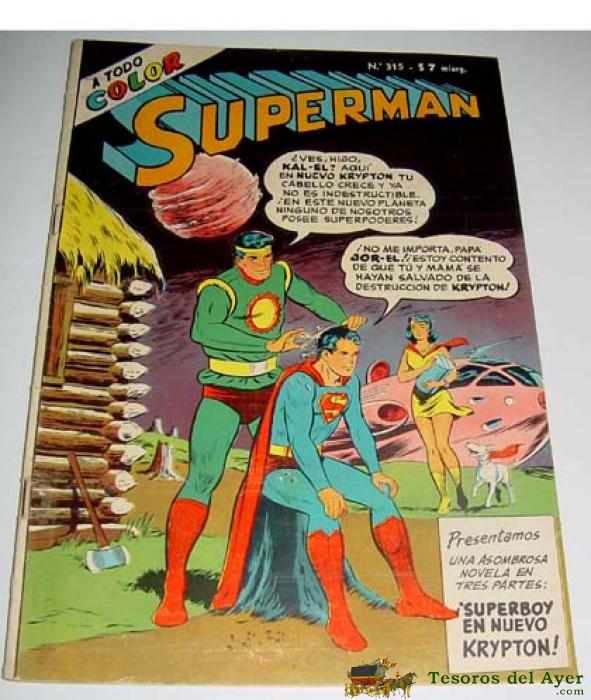 Superman N� 315, A Todo Color, Muchnik Editores, Superboy En Nuevo Krypton, Buen Estado De Conservacion.