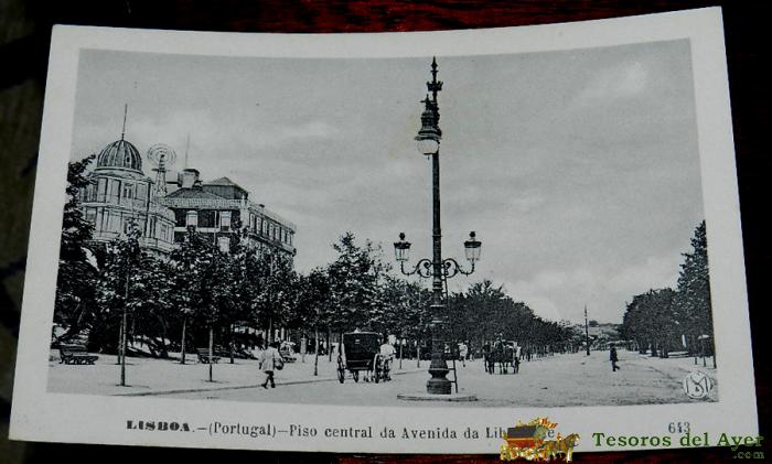 Antigua Postal De Lisboa, Portugal,piso Central De Avenida De Liberdade, N. 613, Ed. Martins & Silva, No Circulada.