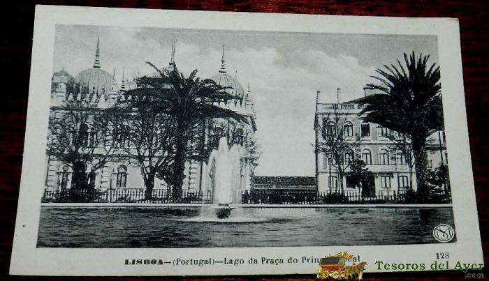 Antigua Postal De Lisboa, Portugal, Lago Praca Do Principe Real, N. 128, Ed. Martins & Silva, No Circulada.