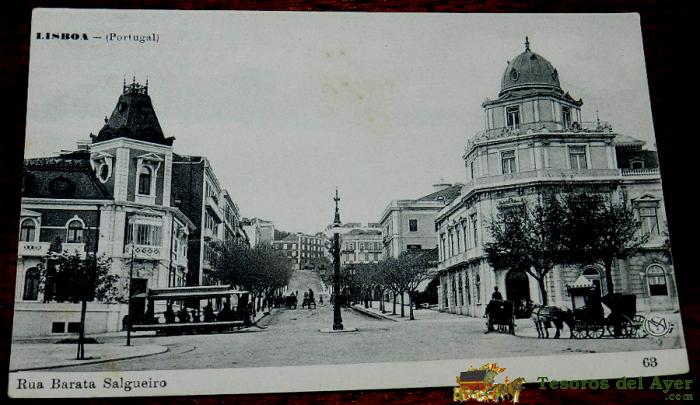 Antigua Postal De Lisboa, Portugal, Rua Barata Salguerio, N. 63, Ed. Martins & Silva, No Circulada.