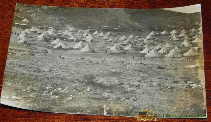 Ffoto Postal De El Campamento Militar En Cala Del Quemado, Alhucemas, Marruecos, Guerra Del Rif, Escrita.