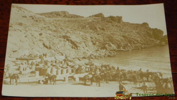 Foto Postal De La Playa De El Campamento Militar En Cala Del Quemado, Alhucemas, Marruecos, Guerra Del Rif, Escrita.