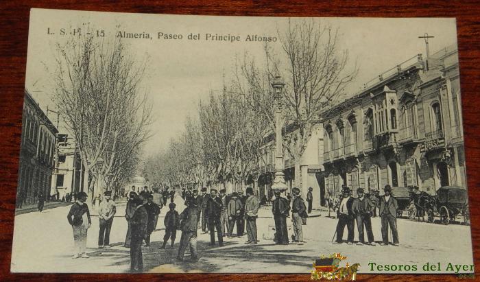 Antigua Postal De Almeria, Paseo Del Principe Alfonso, L.s.p. - 15, Sin Circular