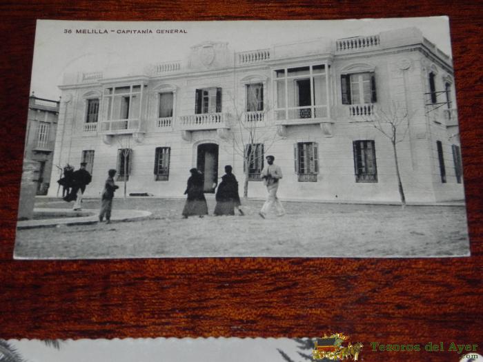 Antigua Postal De Melilla, N. 36, Capitania General, Ed. Rif Postal, Circulada.