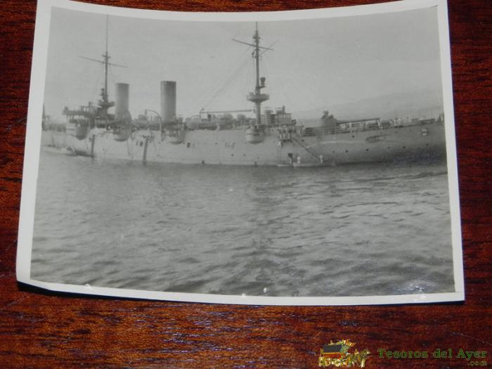 Antigua Fotografia De Barco De Guerra Espa�ol, Mide 11 X 8,5 Cms.