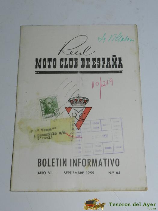 Boletin Informativo Real Moto Club De Espa�a - Septiembre De 1955 - N. 64 - Formato: 21x16 Cm. Tiene 32 Pag. 