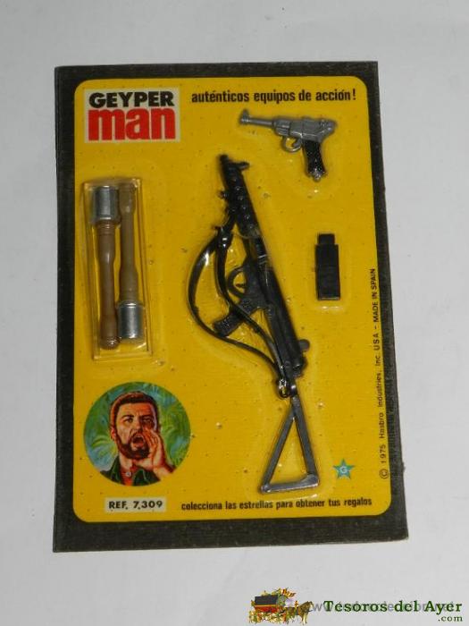 Blister Accesorio Geyperman, Ametralladora Pistola Luger, 2 Bombas Mano, Ref. 7309, A Estrenar. Muy Raro