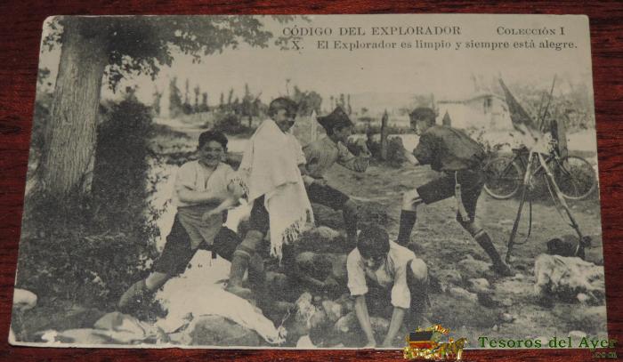 Antigua Postal De Codigo Del Explorador - Coleccion I. - N. Ix - El Explorador Ama A Los Animales, Los Arboles Y Las Plantas - Fot. Lacoste - No Circulada.