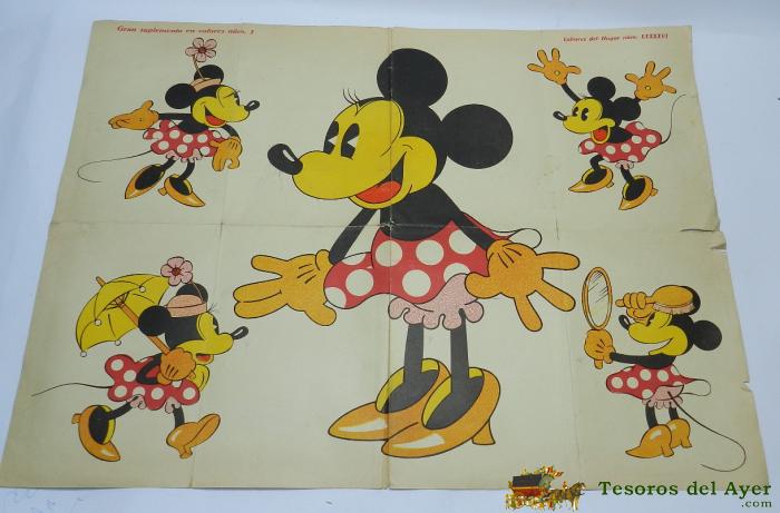 Minnie Cartel Del Suplemento En Colores De Labores Del Hogar - Disney - N� 96 Noviembre 1934 - Mide 62 X 46,5 Cms.. 