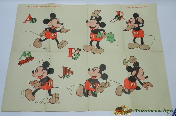 Mickey Cartel Del Suplemento En Colores De Labores Del Hogar - Disney - N� 106 - A�o 1934 - Mide 62 X 46,5 Cms.. 