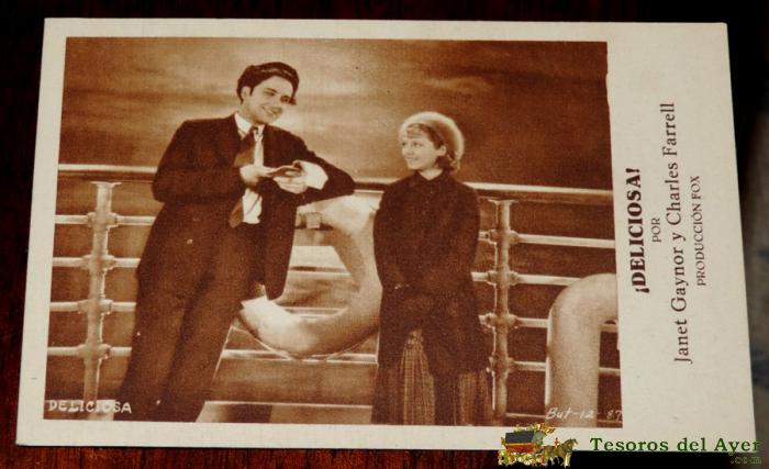 Deliciosa, Con Janet Gaynor Y Charles Farrell, Programa Sencillo De Cartulina, Con Publicidad Del Teatro Principal , A�o 1932.
