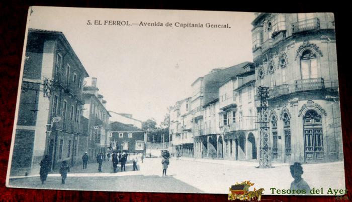 Antigua Postal De El Ferrol - Avenida De Capitania General - N. 5 - Ed. Casa Leira - No Circulada.
