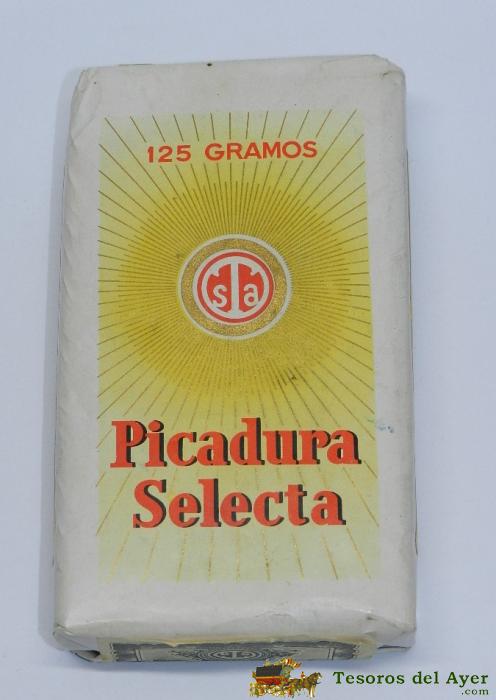 Paquete Picadura Selecta, La Tabacalera S.a., 125g Tabaco, Precintado Y Buen Estado, Mide 14,5 X 8,5 Cms.