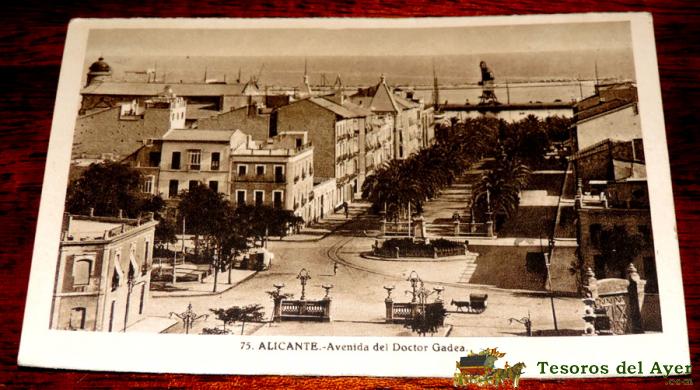 Postal De Alicante, N. 75, Avenida Del Doctor Gadea, Ed. L. Roisin, No Circulada, Escrita.