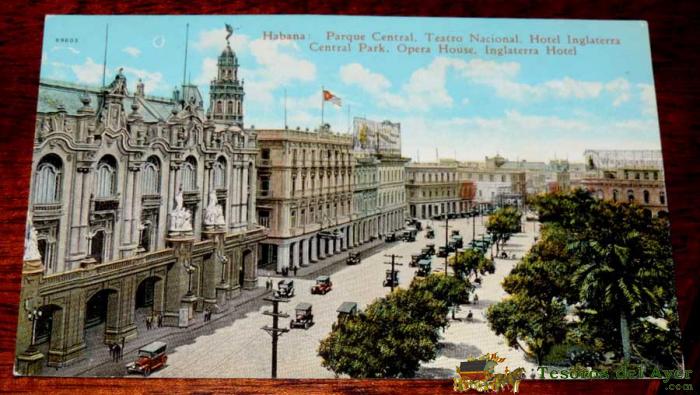 Postal De La Habana (cuba) Parque Central, Teatro Nacional, Hotel Inglaterra, C. Jordi 67 Sin Circular