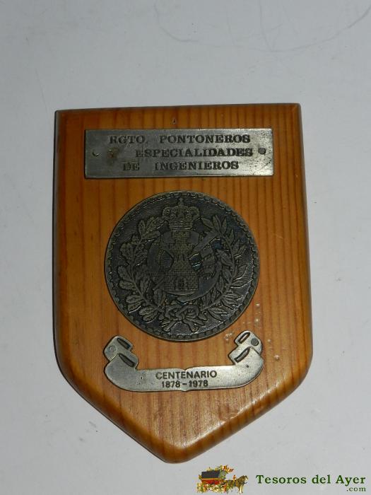Antigua Metopa Del Regimiento De Pontoneros, Especialidades De Ingenieros, Centenario 1878, 1978, Mide 15 X 10,5 Cms.