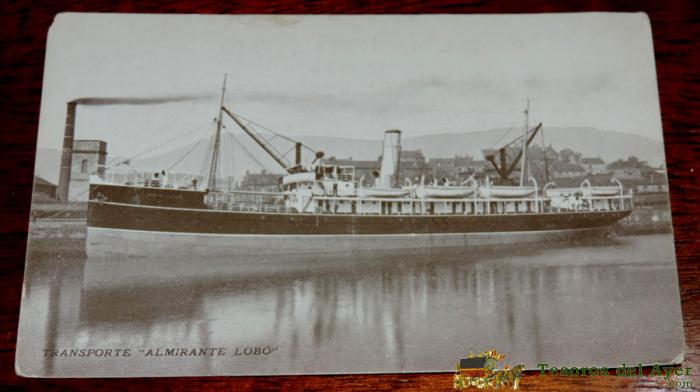 Postal Mar�tima Patri�tica. Espa�a. Transporte De Guerra Almirante Lobo, Barco, No Circulada, Escrita En 1916.