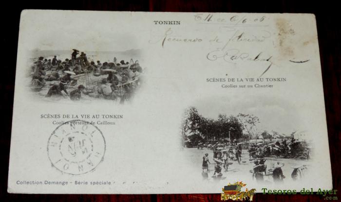 Postal De Tonkin (viet-nam) Secenes De La Vie Au Tonkin, Collection Demange, Circulada El 1906