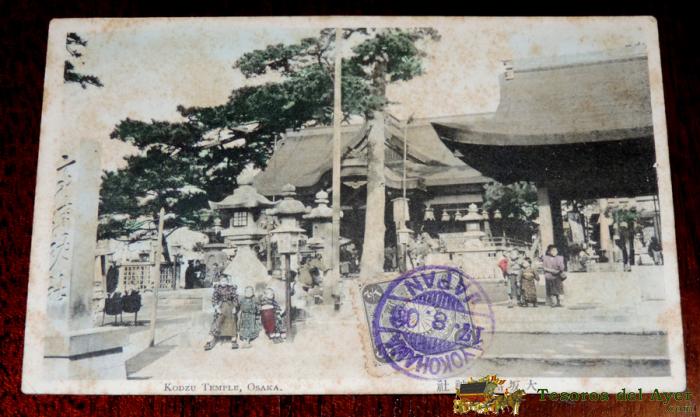 Postal De Osaka, Kodzu Temple, Circulada En 1908 A Marsella