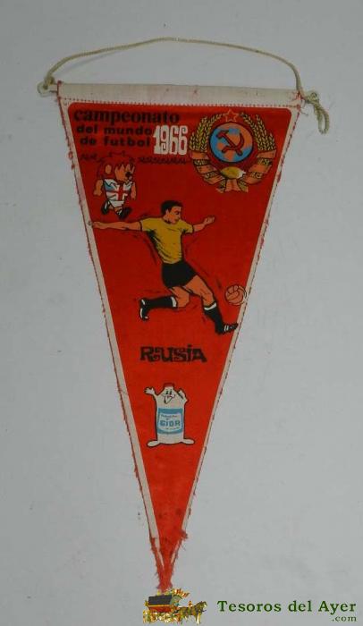 Banderines De Rusia, Campeonato Del Mundo De Futbol A�o 1966, Mide 28 Cms.