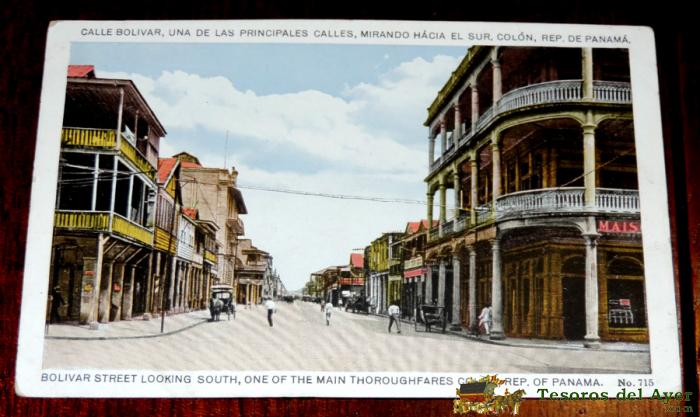 Foto Postal De Panama, Una De Las Principales Calles, Mirando Hcia El Sur, Colon, Escrita En 1931, 