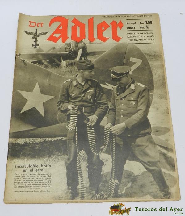 Revista, Der Adler, 4 De Noviembre 1941, Berlin, Ii Guerra Mundial, Aviacion, Propaganda Alemana, Mide 32,5 X 25 Cms. 32 Pag. Aprox. 