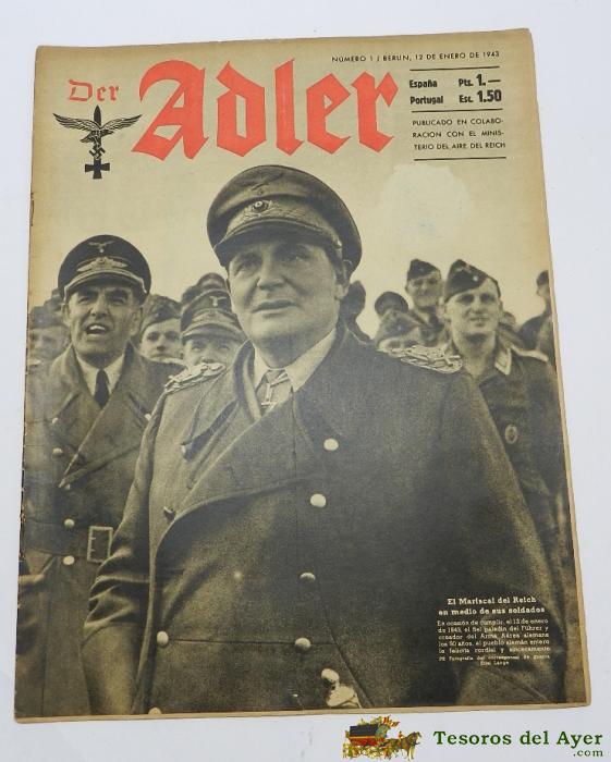 Antigua Revista Adler N� 1 - Berlin 12 De Enero 1943 - Tiene 30 Paginas Llenas De Fotografias - En Espa�ol - Mide 33 X 25,5 Cms. 