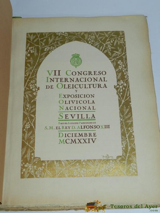 Vii Congreso Internacional De Oleicultura Y Exposicion Olivicola Nacional. Sevilla 1924. Tiene 29 X 23 Cms. Sin Paginar. Fotos De Sevilla, Madrid, Granada, M�laga, C�rdoba,etc..