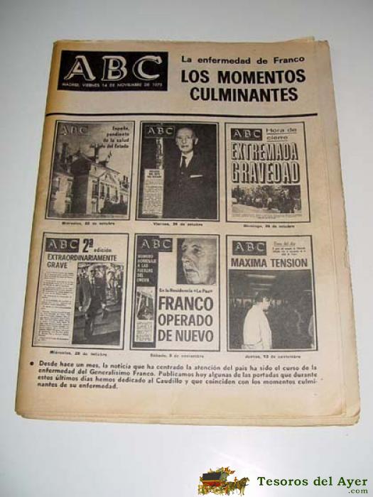 Periodico Abc Viernes 14 De Noviembre De 1975 - Los Momentos Culminantes - 130 Pag. Aprox.
