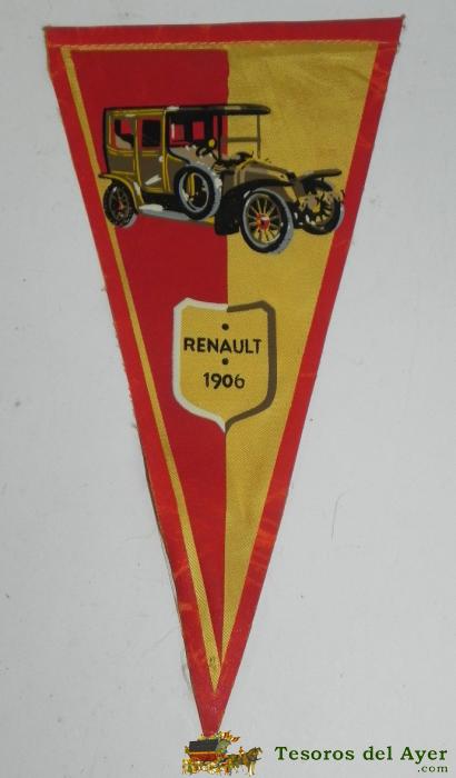 Antiguo Banderin De Renault 1906. A�o 1960s. Est� En Muy Buen Estado. Fabricado En Tela, Mide 27,5 Cm.