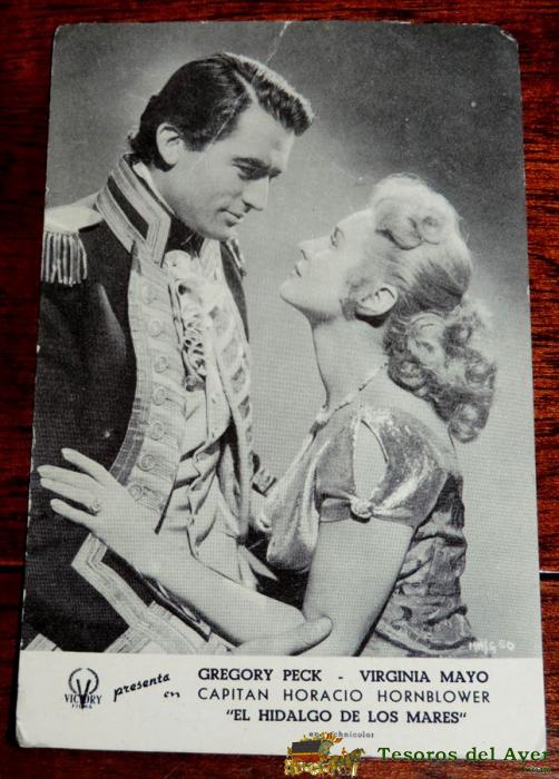Tarjeta De Cine, Capitan Horacio Hornblower, Gregory Peck, Cines Pompeya, Octubre De 1954.