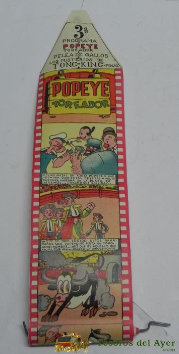 Antigua Pel�cula De Cine Cinel�n, 3� Programa Popeye Toreador - Pelea De Gallos - Los Misterios De Tong-king, Buen Estado.