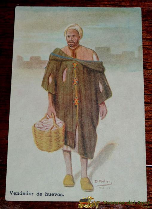 Postal Ilustrada Por D. Muller, Melilla, Vendedor De Huevos, Ed. Mullor - Boix Hermanos, No Circulada.