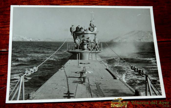 Fotografia De Submarino Saliendo De Cartagena, Noviembre De 1949, Mide 11,5 X 8,3 Cms.