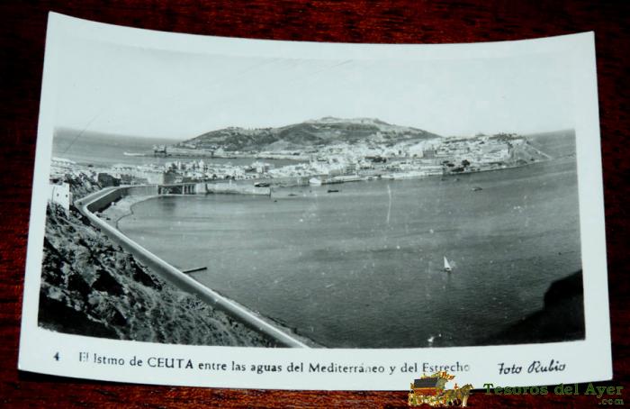 Foto Postal De Ceuta, Itsmo Entre Las Aguas Del Mediterraneo Y Del Estrecho, Foto Rubio 4, Sin Circular
