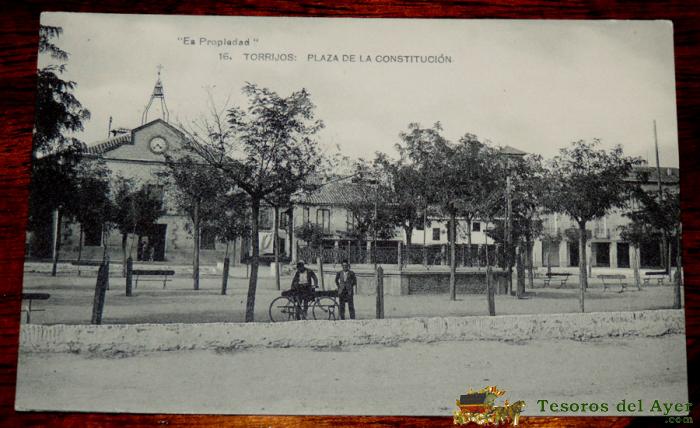 Antigua Postal De Torrijos, Toledo, N. 16 Plaza De La Constitucion, Ed. Hauser Y Menet, No Circulada