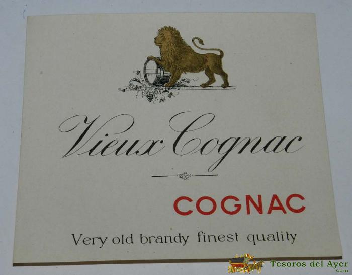 Etiqueta Vieux Cognac, Very Old Brandy Finest Quality, Mide 11,8 X 10,5 Cms.