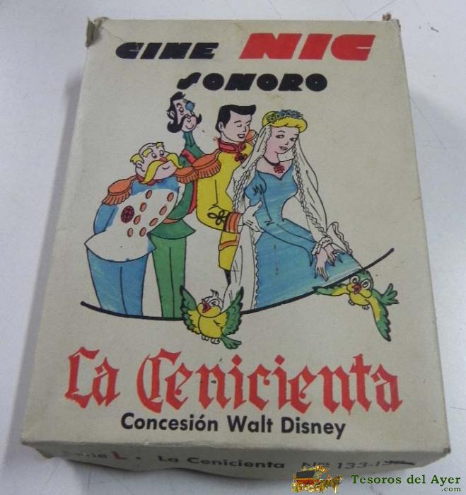 Antigua Caja De Cine Nic Sonoro - La Cenicienta, Walt Disney . Serie L Numeros 133-138 - Con Seis Peliculas