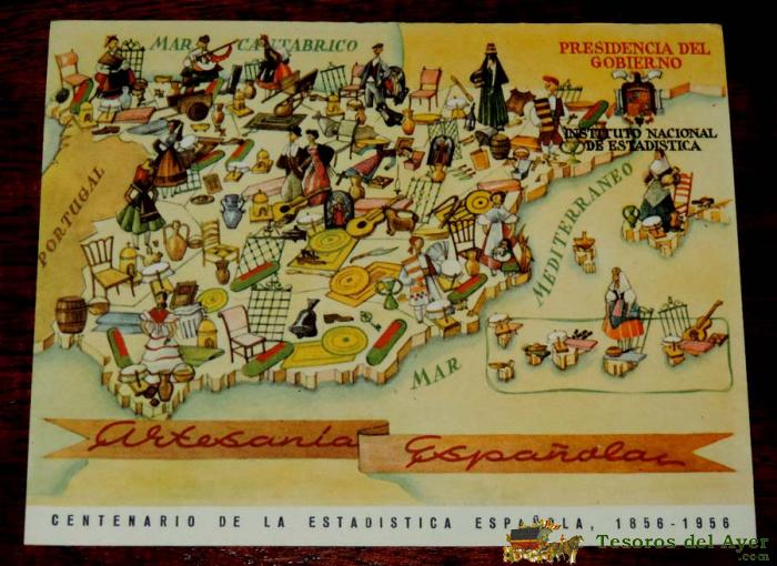 Postal Del Instituto Nacional De Estad�stica, Presidencia Del Gobierno, Artesania Espa�ola, A�o 1956, E. I.g. Valverde, No Circulada.