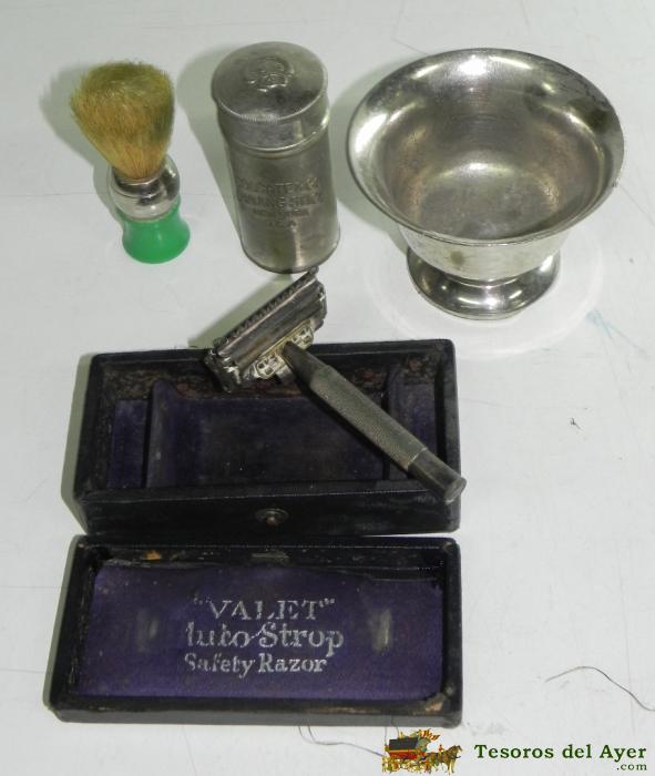 TesorosDelAyer.com · ANTIGUEDADES · NAVAJAS ANTIGUAS · LOTE COMPLETO DE AFEITAR, ANTIGUA NAVAJA DE AFEITAR VALET, CON ESTUCHE ORIGINAL, CAJA O BOTE DE METAL, COLGATE & CO, SHAVING STICK, NEW